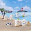 Set 6 vịt trắng đi biển dễ thương trang trí bàn làm việc, tủ sách, quà tặng, tiểu cảnh
