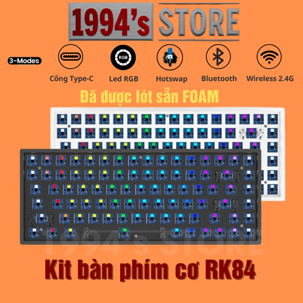 KIT Bàn phím cơ RK100 RK860 Led RGB - Đã LÓT FOAM - Bluetooth 5.0 ...