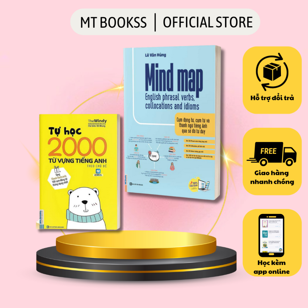 Sách - Combo Tự Học 2000 Từ Vựng Tiếng Anh + Mindmap English Phrasal Verbs, Collocations And Idioms