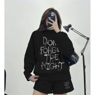 Set Bộ Nỉ Nữ Thu Đông CHEPOL Cổ Tròn, In Chữ ( Áo Sweater Đen + Quần Đùi Đen ) Chất Nỉ Chân Cua Cao Cấp, Dày Dặn