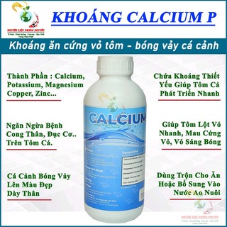 Khoáng Ăn Cho Tôm Cá Calcium P Khoáng Cứng Vỏ Tôm Nhanh Lột Vỏ Cá Bóng Vảy Dày Thân Lên Màu Đẹp, Chai 1000ml