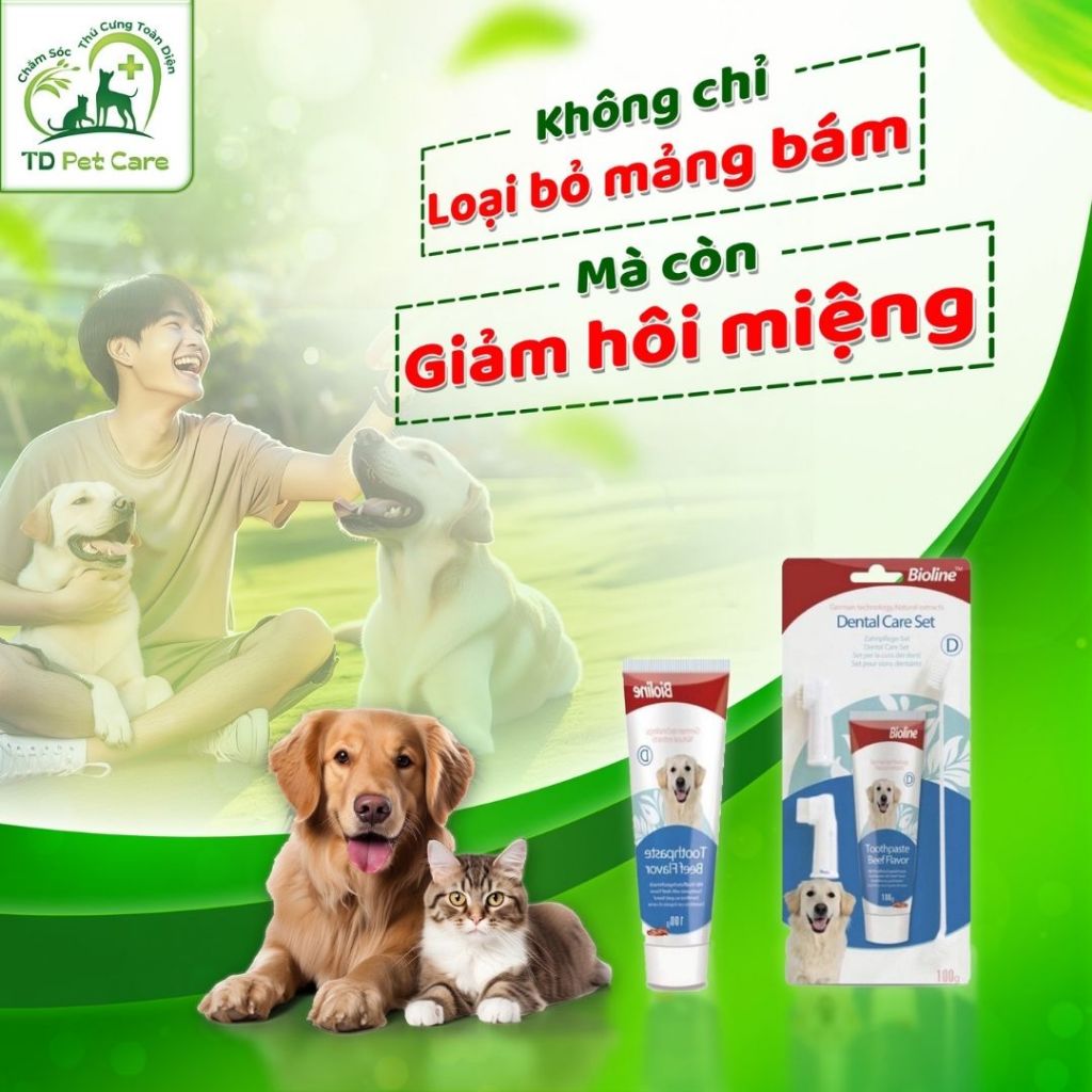 Bộ Bàn Chải 4 Chi Tiết Dành Cho Chó Mèo BioLine - Kem Đánh Răng Cho Chó Và Cho Mèo TD Pet Care