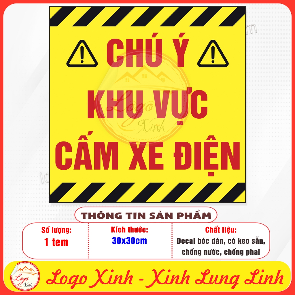 [MẪU VUÔNG] Logo Tem Sticker Biển Cảnh Báo Khu Vực Cấm Xe Máy Điện, Xe ...
