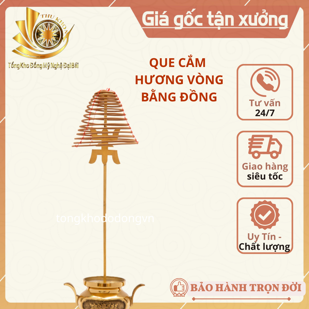 Cây Cắm Hương Vòng Trụ Cắm Hương Vòng Bằng Đồng Vàng Chữ Phúc, Chữ Công Cao 70cm Giúp Bảo Vệ Gia Đình Ý Nghĩa Phong Thủy