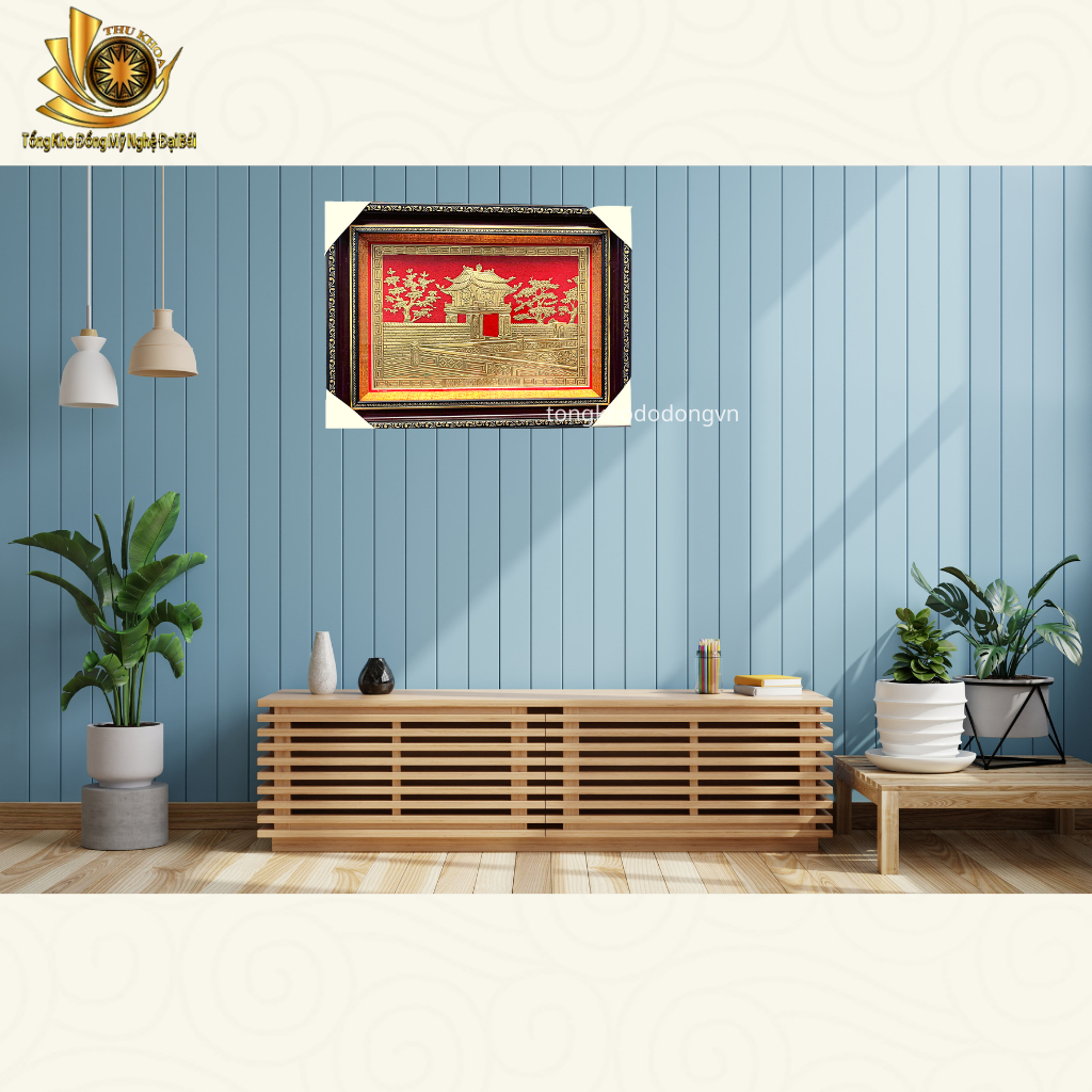 Tranh Phong Cảnh Khuê Văn Các Bằng Đồng 46x36cm Tranh Quà Tặng Có Hộp Miễn Ship Toàn Quốc