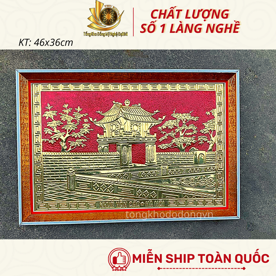 Tranh Phong Cảnh Khuê Văn Các Bằng Đồng 46x36cm Tranh Quà Tặng Có Hộp Miễn Ship Toàn Quốc