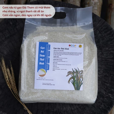 10kg Gạo Đài Thơm - Canh tác tại Thái Bình - Dẻo Vừa, Thơm, Ngọt Cơm - Không tẩy trắng - Gạo 5 tấn