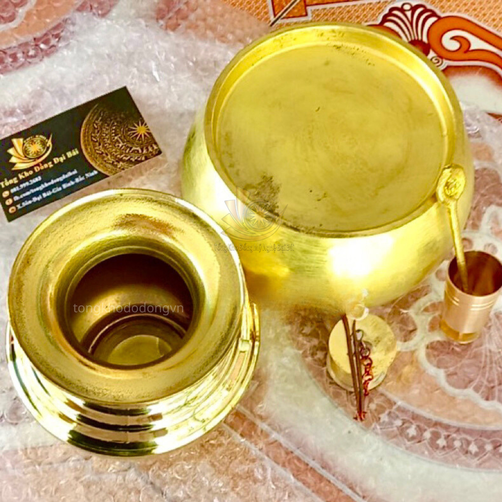 Combo Dụng Cụ Ăn Trầu Bằng Đồng Gồm Cơi Trầu Cối Giã Trầu Ống Vôi Ống Nhổ Bằng Đồng Đồ Đồng Đại Bái