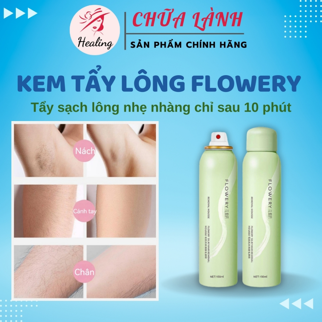Kem tẩy lông nhanh FLOWERY chính hãng Xịt tẩy lông sạch bất chấp mọi loại lông trong 10 phút H15