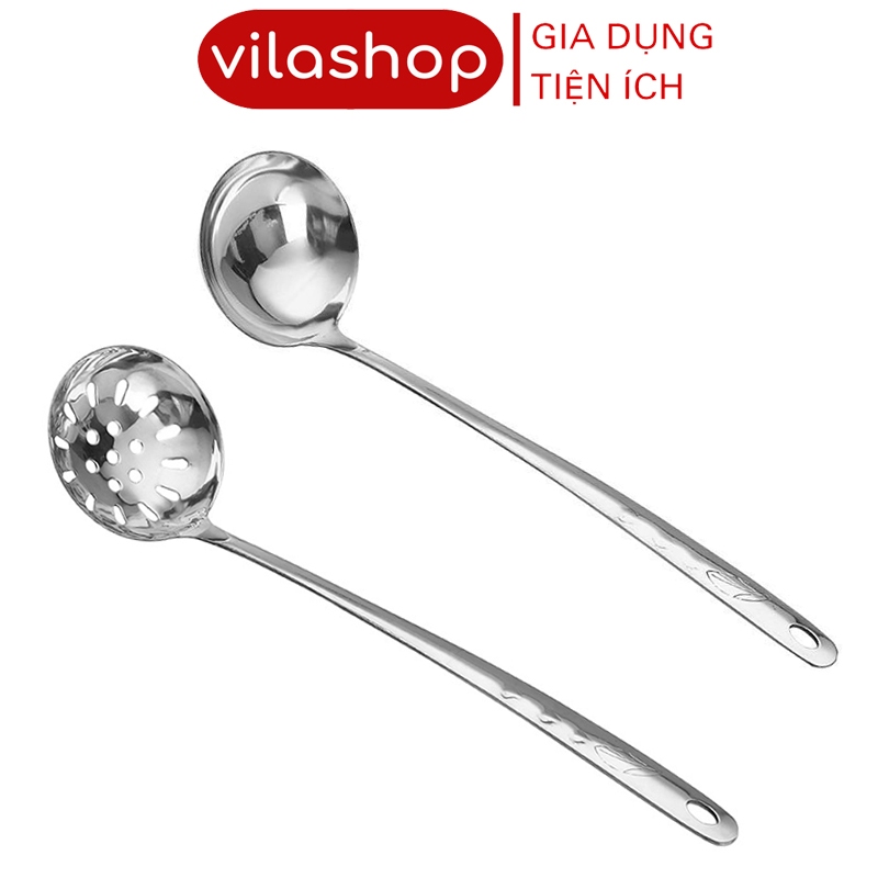Muôi Canh Inox Vilahome. Vá Múc Canh, Muỗng Thủng Miệng Tròn Cán Dài Có ...
