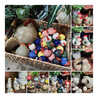 Động Vật Gốm - Hươu/Bò/Cừu/Mèo/Ếch/Gà/Vịt/Sâu/Chuột/Bọ Rùa Trồng Cây - Trang Trí Tiểu Cảnh - Sân Vườn - Gốm Bình Dương