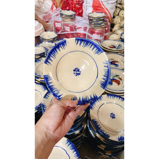 Dĩa/Tô Gốm Phết Xanh/Gà/Hoa Nam Bộ Loại Đẹp Lòng Ko Chấm Chân Nhiều Kích Thước - Gốm Xưa Lái Thiêu Cho Người Hoài Niệm