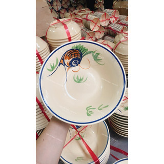 Tô Gốm Size Đại 21cm Vẽ Cá Rồng/Hoa/Gà Xưa/Phết/Chỉ Xanh Loại Đẹp - Gốm Xưa Lái Thiêu Cho Người Hoài Niệm