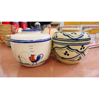 Thố Vẽ Gà Trống/Mặc Võng Xanh/Hoa Size Đại - Gốm Men Đẹp Đựg Mỡ - Cơm - Gà Tiềm -  Gốm Xưa Lái Thiêu Cho Người Hoài Niệm