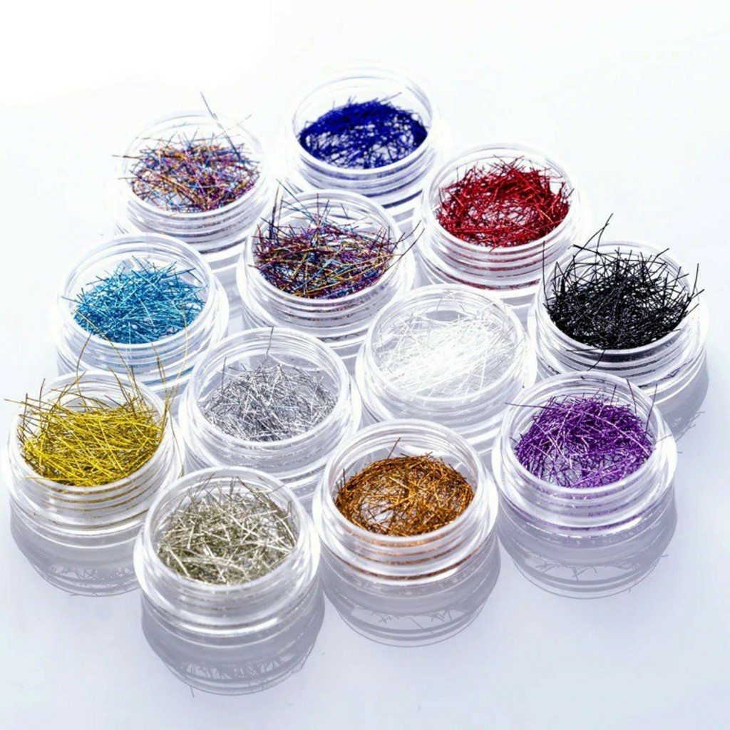 [GIÁ TỐT] Set Nhũ Sợi Tóc 12 Màu Trang Trí Móng Làm Nail