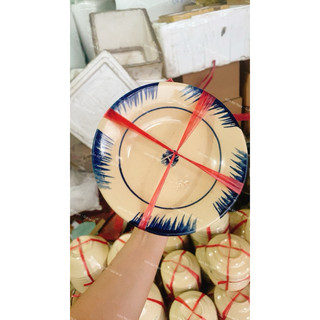 Dĩa Gốm Phết Xanh Cổ Xưa Size Trung Đường Kính 18.5cm - Gốm Xưa Lái Thiêu Cho Người Hoài Niệm - Gốm Nam Bộ