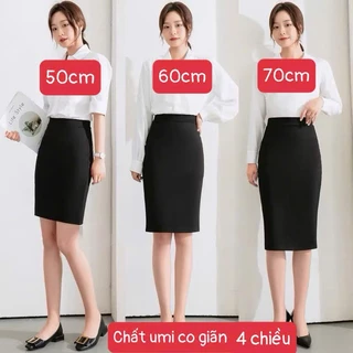 Chân Váy Bút Chì Co Giãn 4 Chiều độ dài 50-70cm xẻ sau