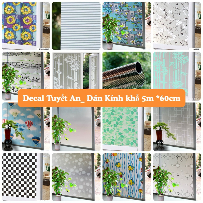 (Khổ Rộng 60cm) Decal dán kính Mờ  che nắng Làm mờ, kích thước dài 2m,3m,5m cao 60cm  sẵn keo