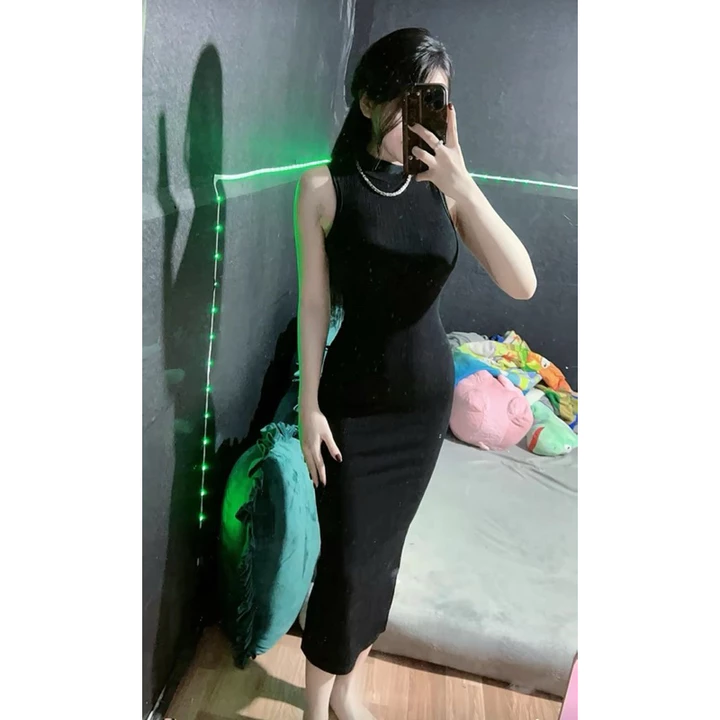 Váy Body,Váy cổ cao,Váy cổ lọ,Váy body thu đông,váy cổ lọ cao 3cm ôm body siêu tôn dáng mã mới