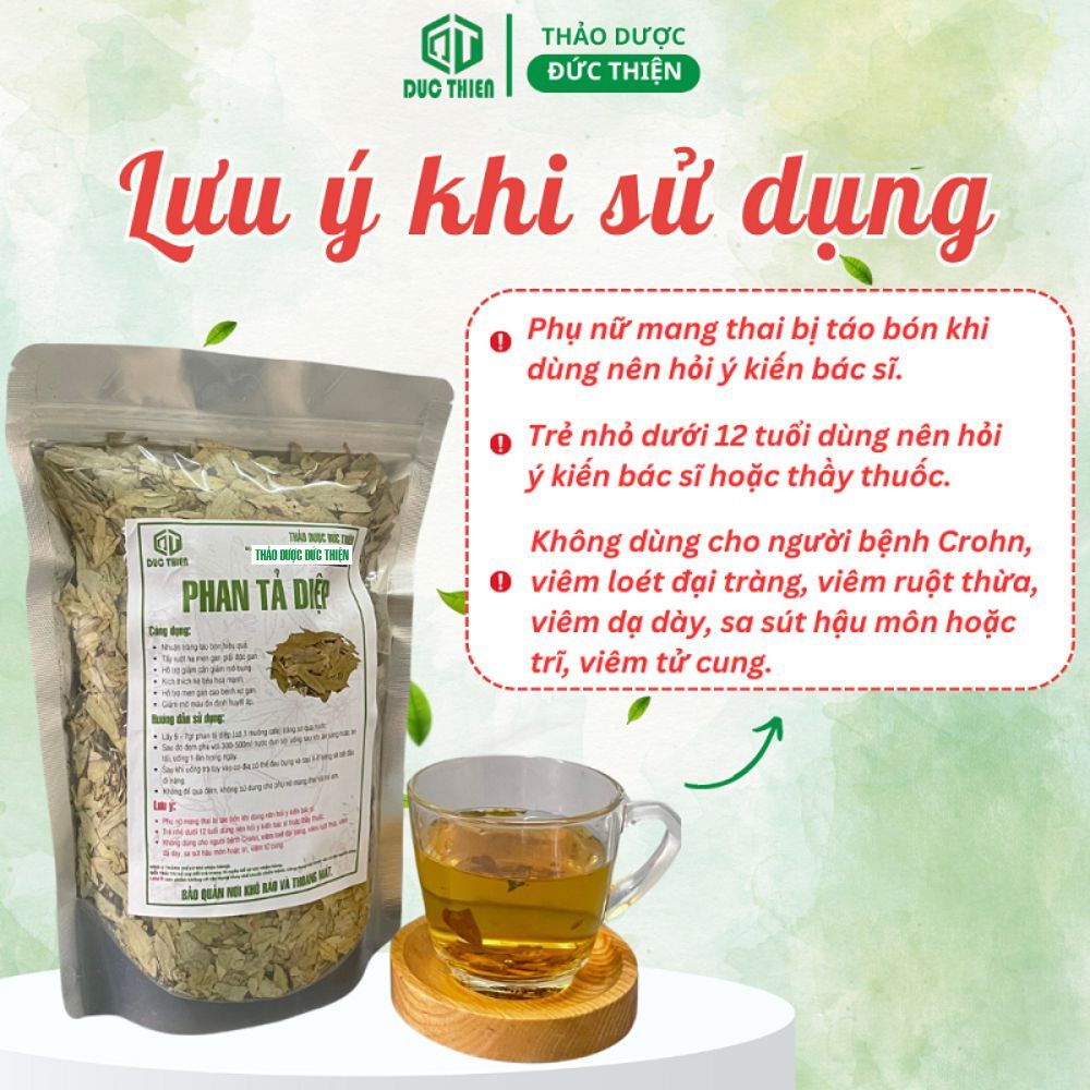 500g Phan Tả Diệp Hút Chân Không Đăc Biệt Đức Thiện (Khô, Sạch, Thơm) - Hỗ Trợ Táo Bón, Nhuận Tràng