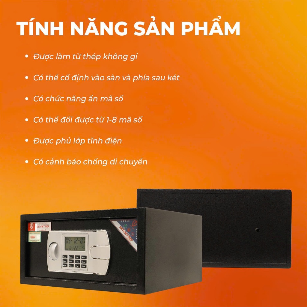 [HÀNG CHÍNH HÃNG] Két Mini, Két Sắt Khách Sạn Việt Tiệp KS42DT, Két sắt Safiron 25LBF Báo Trộm ĐT