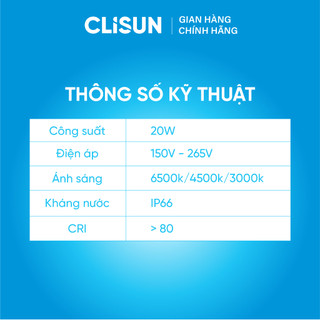 Đèn Pha Led CLISUN | Đèn Pha Led Ngoài Trời Chống Nước Siêu Bền Tiết Kiệm Điện 20W 30W 50W 100W