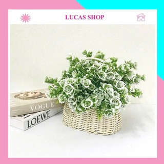 Hoa giả -  cụm hoa hồng xanh cao cấp 34cm nhỏ nhắn, trang trí, decor nhà cửa, cửa tiệm, studio...