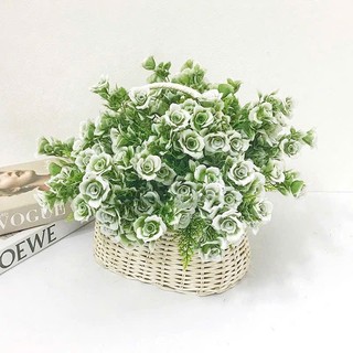 Hoa giả -  cụm hoa hồng xanh cao cấp 34cm nhỏ nhắn, trang trí, decor nhà cửa, cửa tiệm, studio...