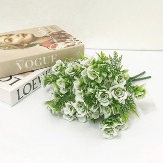 Hoa giả -  cụm hoa hồng xanh cao cấp 34cm nhỏ nhắn, trang trí, decor nhà cửa, cửa tiệm, studio...