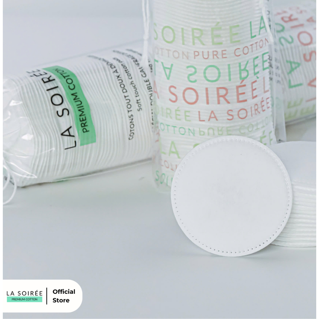 [ Combo 2 gói ] Bông tẩy trang cao cấp La soirée 120 miếng tròn 100% cotton tự nhiên mềm mại an toàn cho da,
