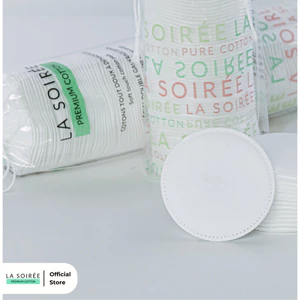 Bông tẩy trang cao cấp La soirée 120 miếng tròn 100% cotton tự nhiên mềm mại an toàn cho da,