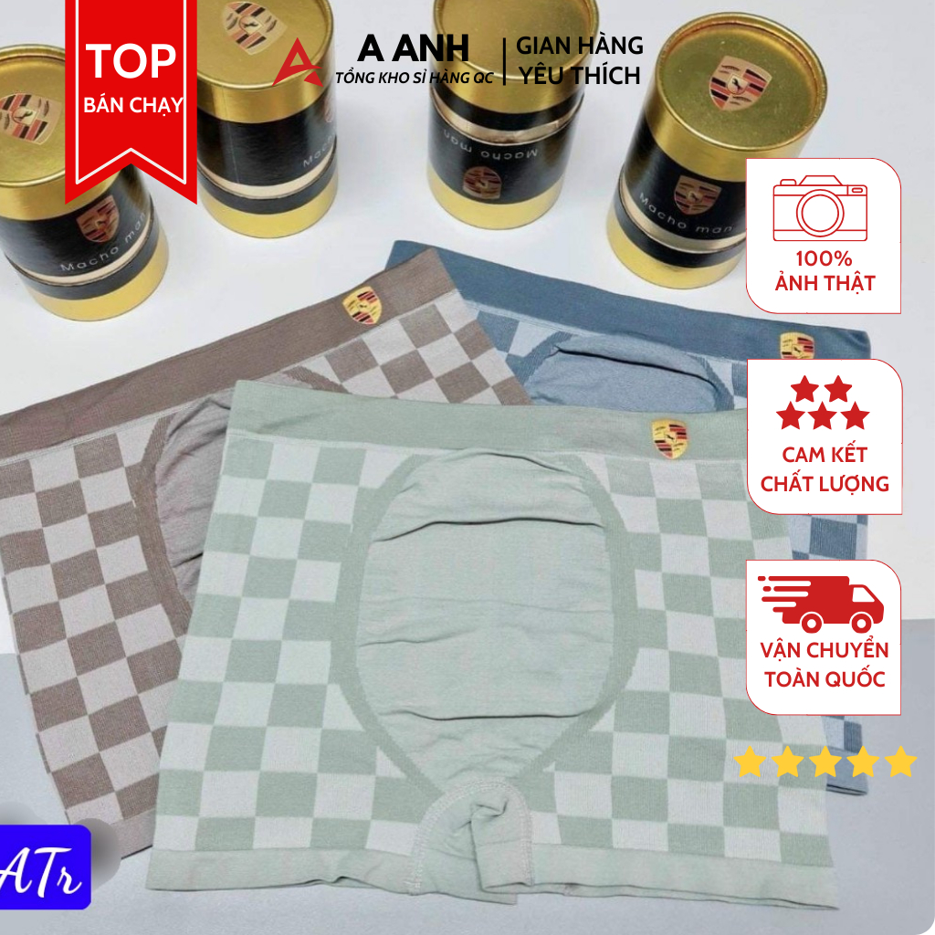 Sịp Nam Macho Full Hộp Sịn. Hộp 3 Chiếc ,  Chất Cotton  Co Dãn Mạnh Free Size ( 50- 90kg)