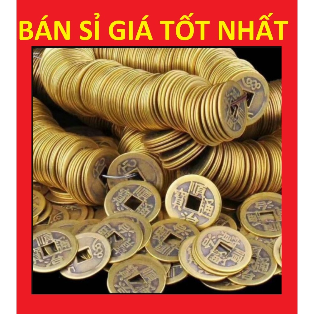FREE SHIP -SỈ 50 100 Đồng xu âm dương chiêu tài , Túi 100 Xu cổ phong thủy