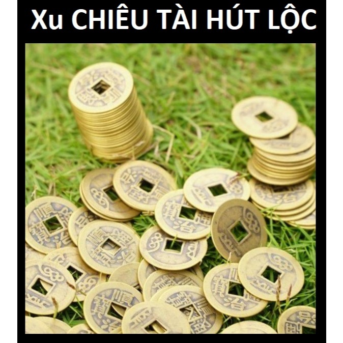 FREE SHIP -SỈ 50 100 Đồng xu âm dương chiêu tài , Túi 100 Xu cổ phong thủy