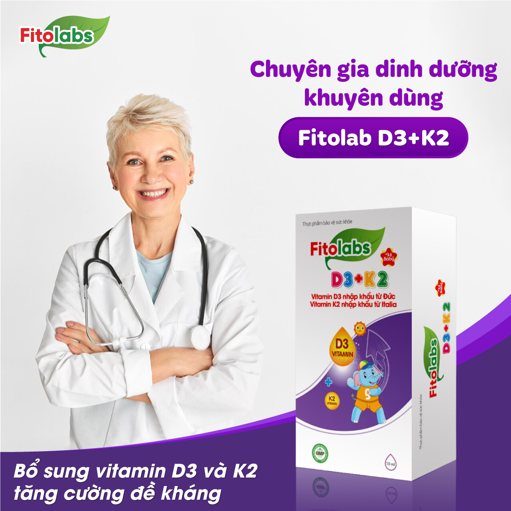 [✨COMBO+QUÀ XỊN] Vitamin D3K2-MK7 Fitolabs D3 K2 Dạng Nhỏ Giọt Dễ Dùng, Giúp Bé Tăng Chiều Cao, Xương Chắc Khỏe Lọ 10ml