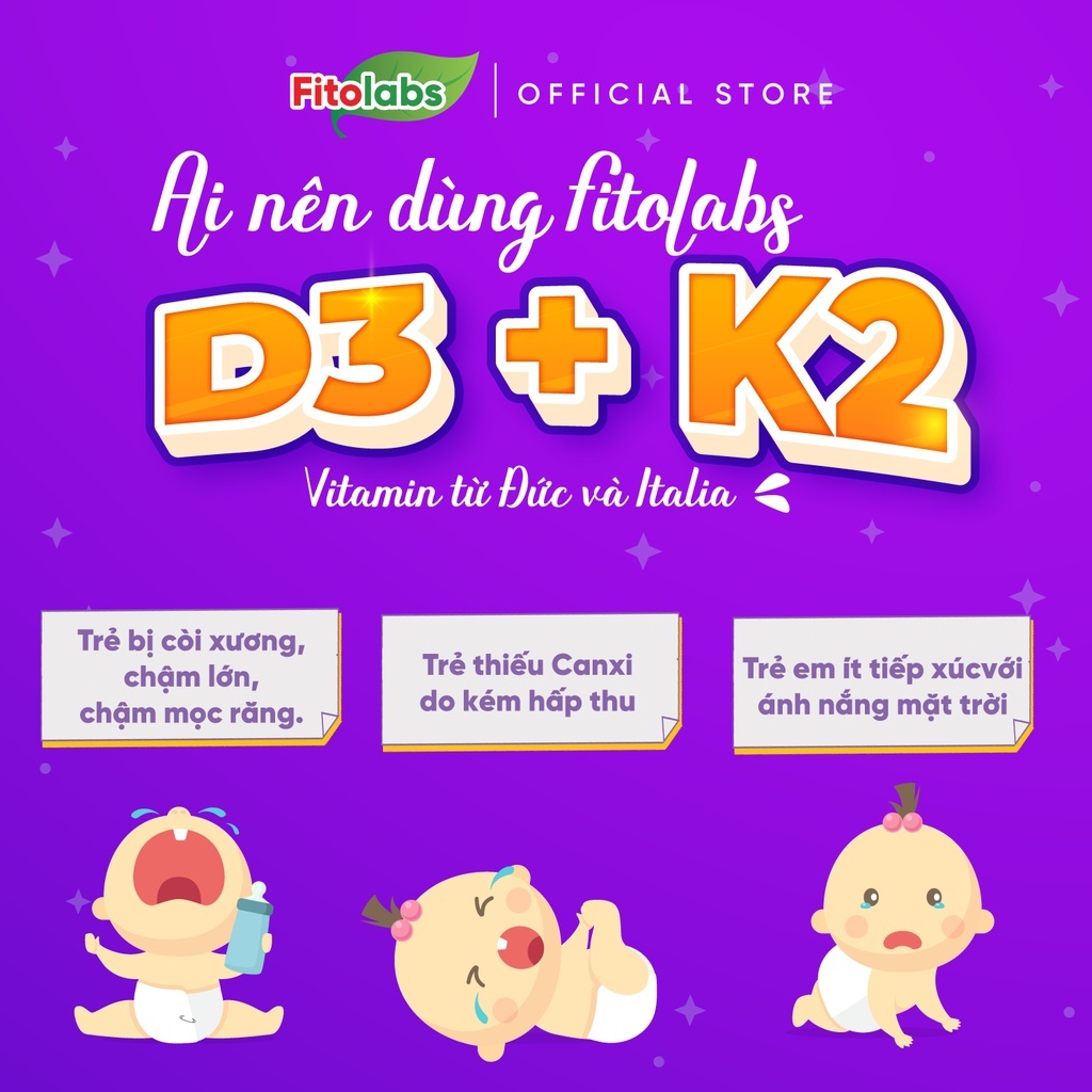 [✨COMBO+QUÀ XỊN] Vitamin D3K2-MK7 Fitolabs D3 K2 Dạng Nhỏ Giọt Dễ Dùng, Giúp Bé Tăng Chiều Cao, Xương Chắc Khỏe Lọ 10ml
