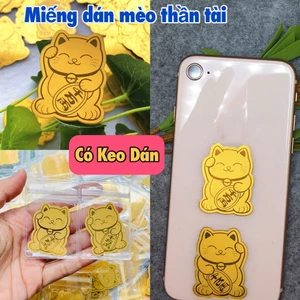 Mèo Thần Tài Mạ Vàng Chiêu Tài Lộc Dán Điện Thoại May Mắn Mẫu Cao Cấp Chất Lượng