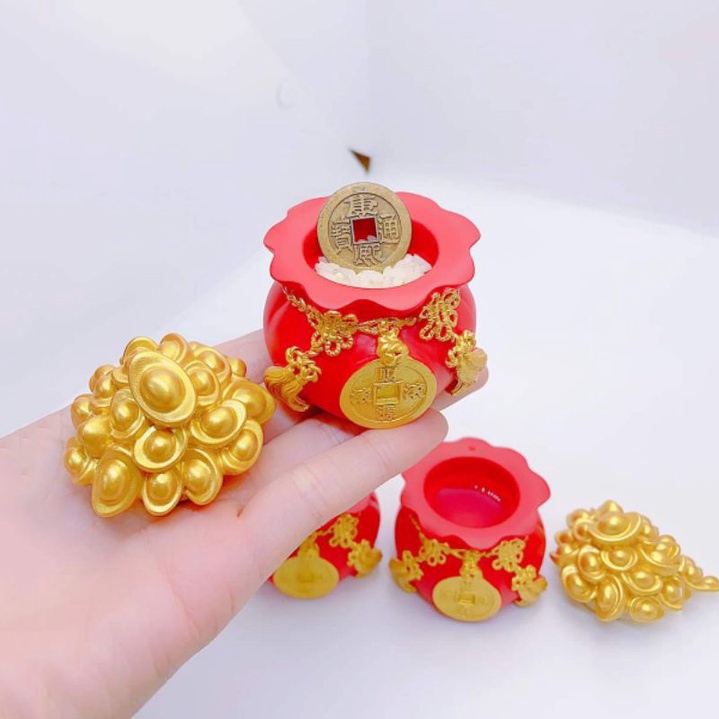 Hũ đựng muối gạo tài lộc túi thân tài may mắn để ban thờ trang trí nhà cửa chum vàng chiêu thần tài