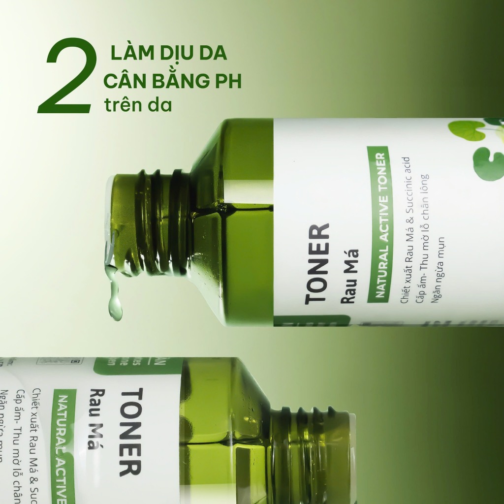 Ảnh Active Toner Dưỡng Ẩm Ngừa Mụn Rau Má Dành Cho Da Mụn Da Dầu Nhạy Cảm Cỏ Mềm 150ml 3