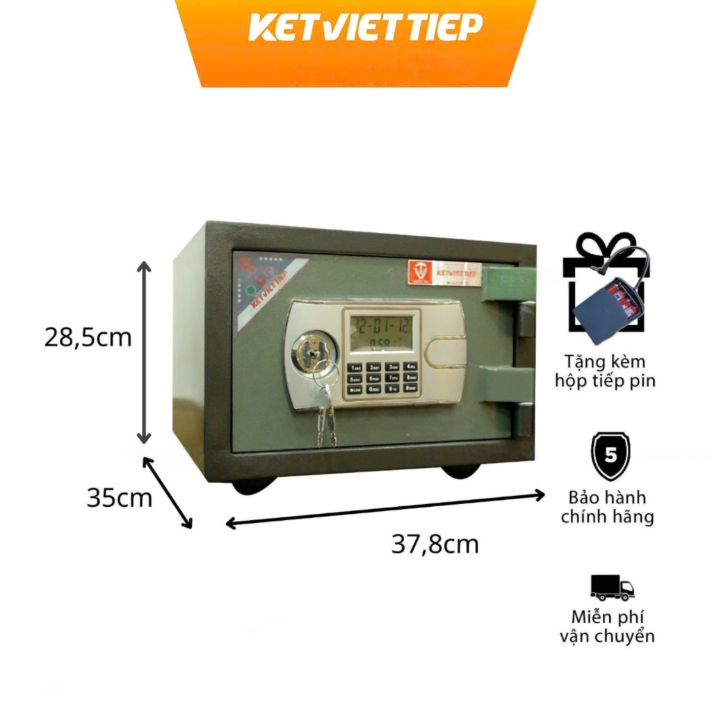 Két Sắt Mini Việt Tiệp KVT03 Khóa Điện Tử Thân Thép Đúc Đặc 28kg