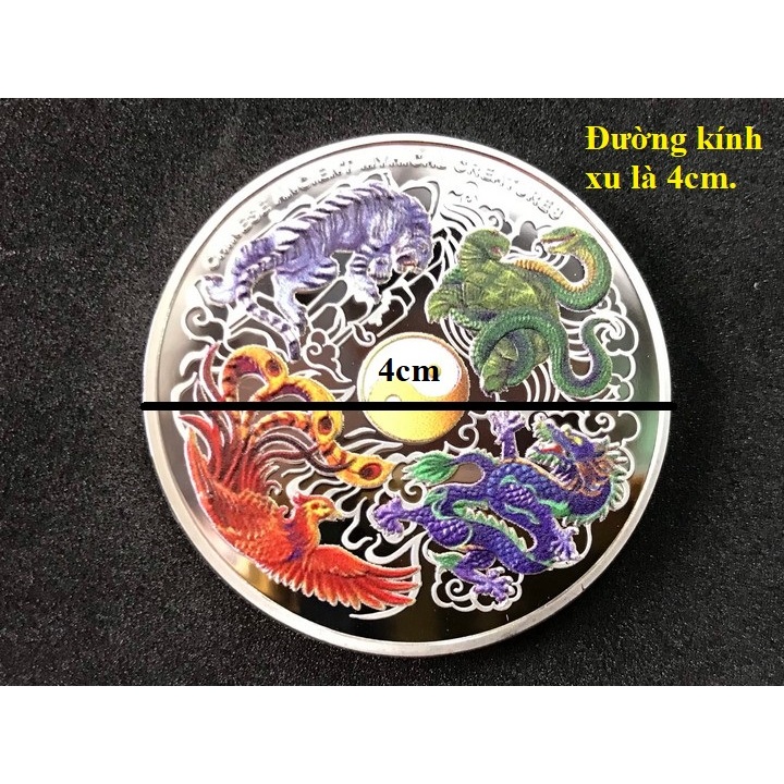 Đồng Xu Tứ Linh: Thanh Long - Bạch Hổ - Chu Tước - Huyền Vũ | Đồng Xu May Mắn Tặng Tết