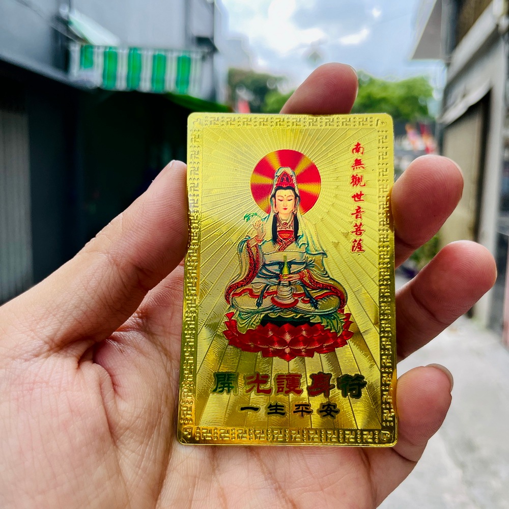 [ĐÃ KHAI QUANG] Thẻ Kim Bài Ngũ Lộ Thần Tài , Quan Âm Bồ Tát , Phật Thích Ca , Khai Lộc ... Plastic Mạ Vàng Phong Thủy