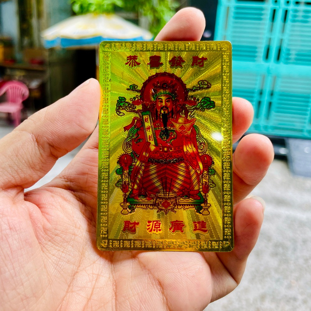 [ĐÃ KHAI QUANG] Thẻ Kim Bài Ngũ Lộ Thần Tài , Quan Âm Bồ Tát , Phật Thích Ca , Khai Lộc ... Plastic Mạ Vàng Phong Thủy
