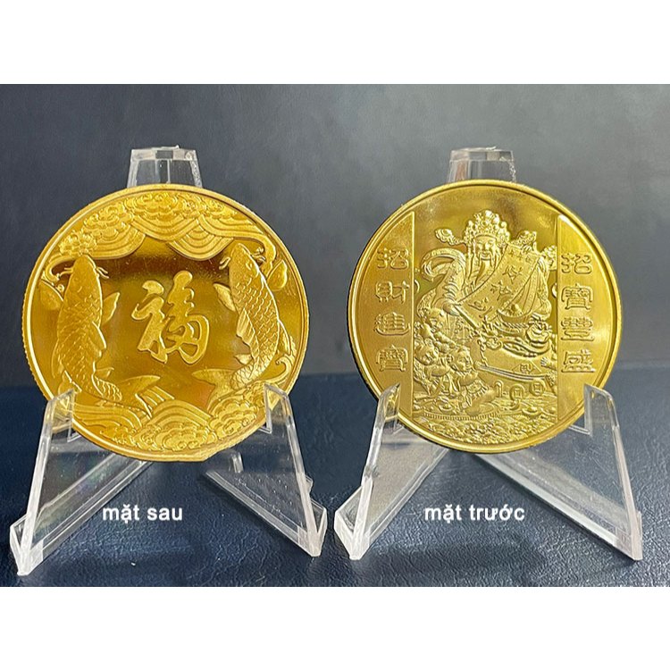 [SHOPEE TRỢ GIÁ] Đồng Xu Thần Tài Tặng Kèm Túi Gấm May Mắn