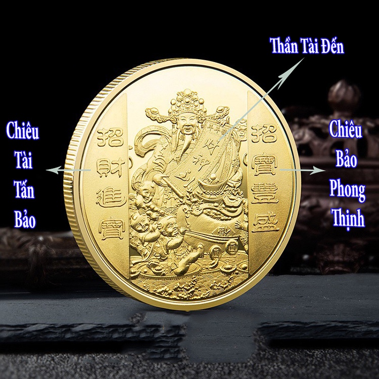 [SHOPEE TRỢ GIÁ] Đồng Xu Thần Tài Tặng Kèm Túi Gấm May Mắn