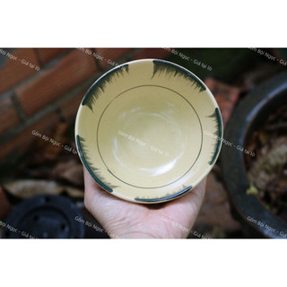 Chén Ăn Cơm Phết Xanh Lá Già Nam Bộ Size 12cm - Hàng Đẹp Không Chấm Chân - Gốm Xưa Cho Người Hoài Niệm - Gốm Lái Thiêu