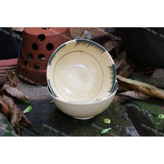 Chén Ăn Cơm Phết Xanh Lá Già Nam Bộ Size 12cm - Hàng Đẹp Không Chấm Chân - Gốm Xưa Cho Người Hoài Niệm - Gốm Lái Thiêu