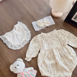Body dài tay Musilin bé gái 4-10kg. Body thiết kế dễ thương đầy tháng, thôi nôi. Dino Kids