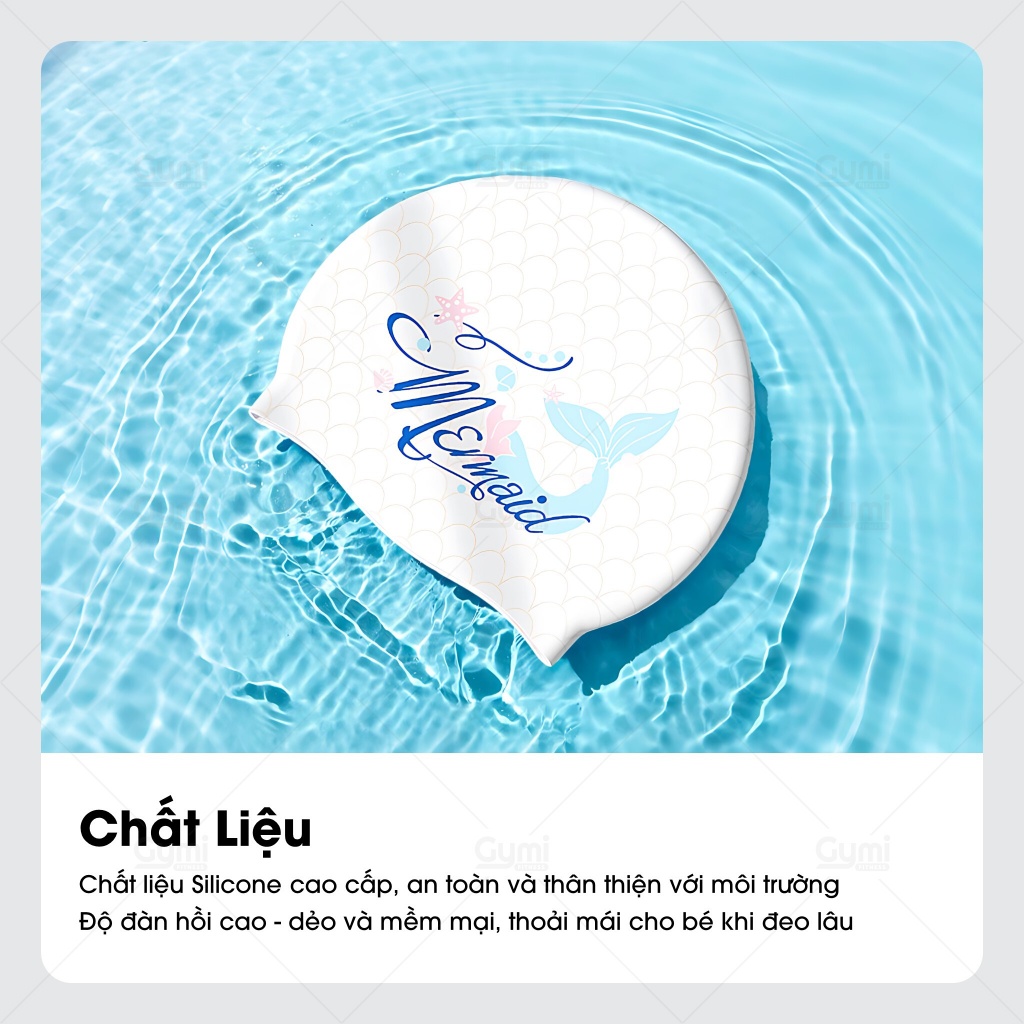 Mũ Bơi, Nón Bơi Silicone Họa Tiết Hoạt Hình Cho Bé, Cho Trẻ Em - Chống Nước Trùm Tóc Bảo Vệ Tai - MuBoiSilicone-TreEm
