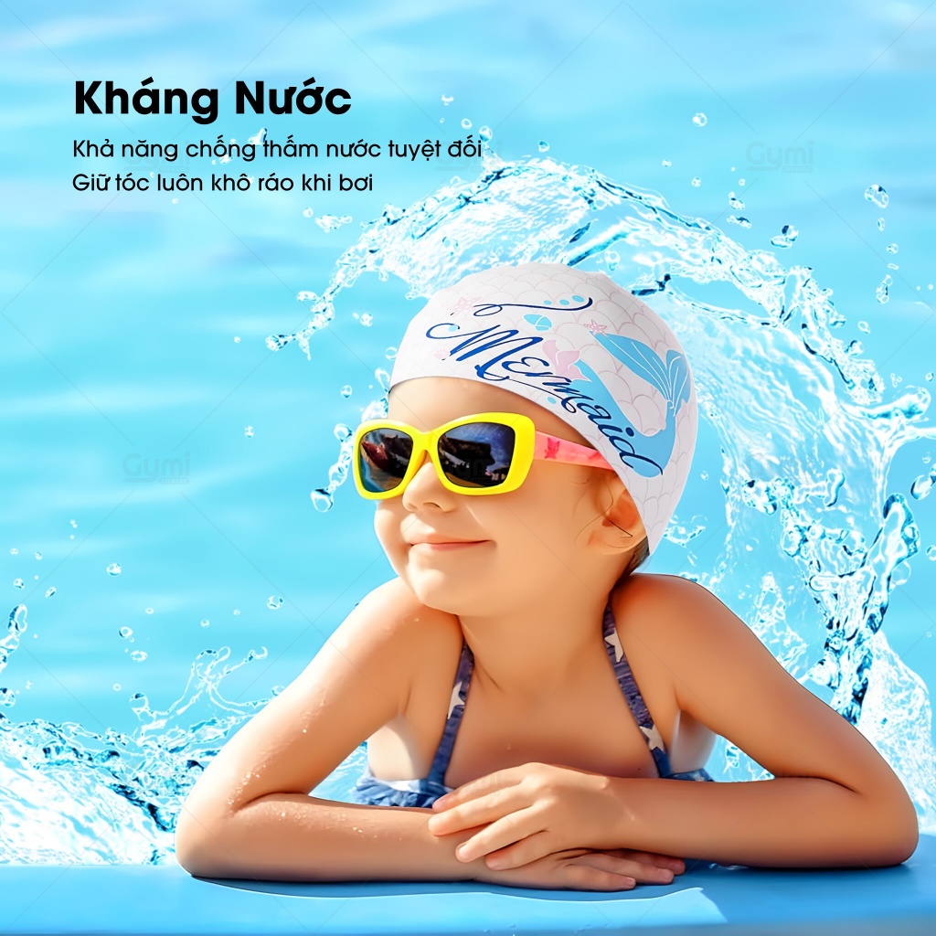 Mũ Bơi, Nón Bơi Silicone Họa Tiết Hoạt Hình Cho Bé, Cho Trẻ Em - Chống Nước Trùm Tóc Bảo Vệ Tai - MuBoiSilicone-TreEm
